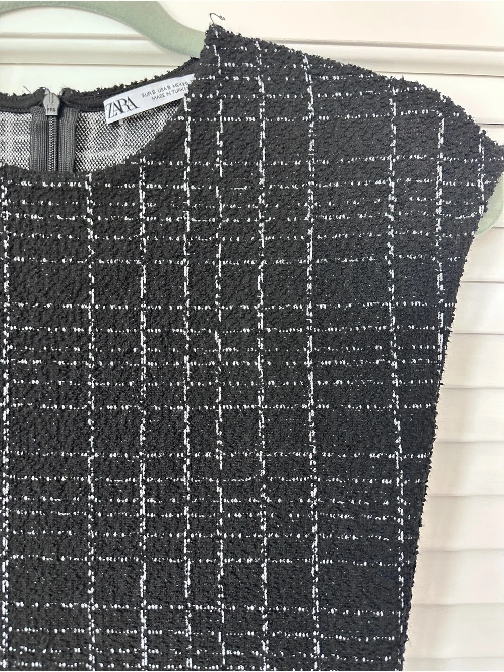 Zara Black and White Tweed Mini Dress Size S - Picture 5 of 16